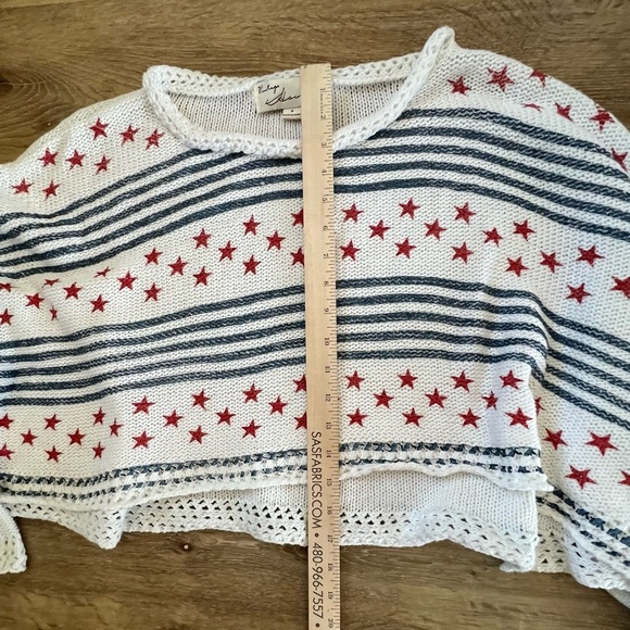 Vintage Havana Blue White and Red Star lightweight top for July 4th, patriotic - Picture 5 of 7